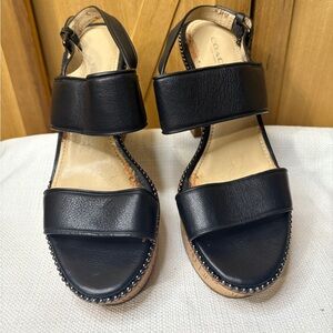Coach Black Leather Sandals